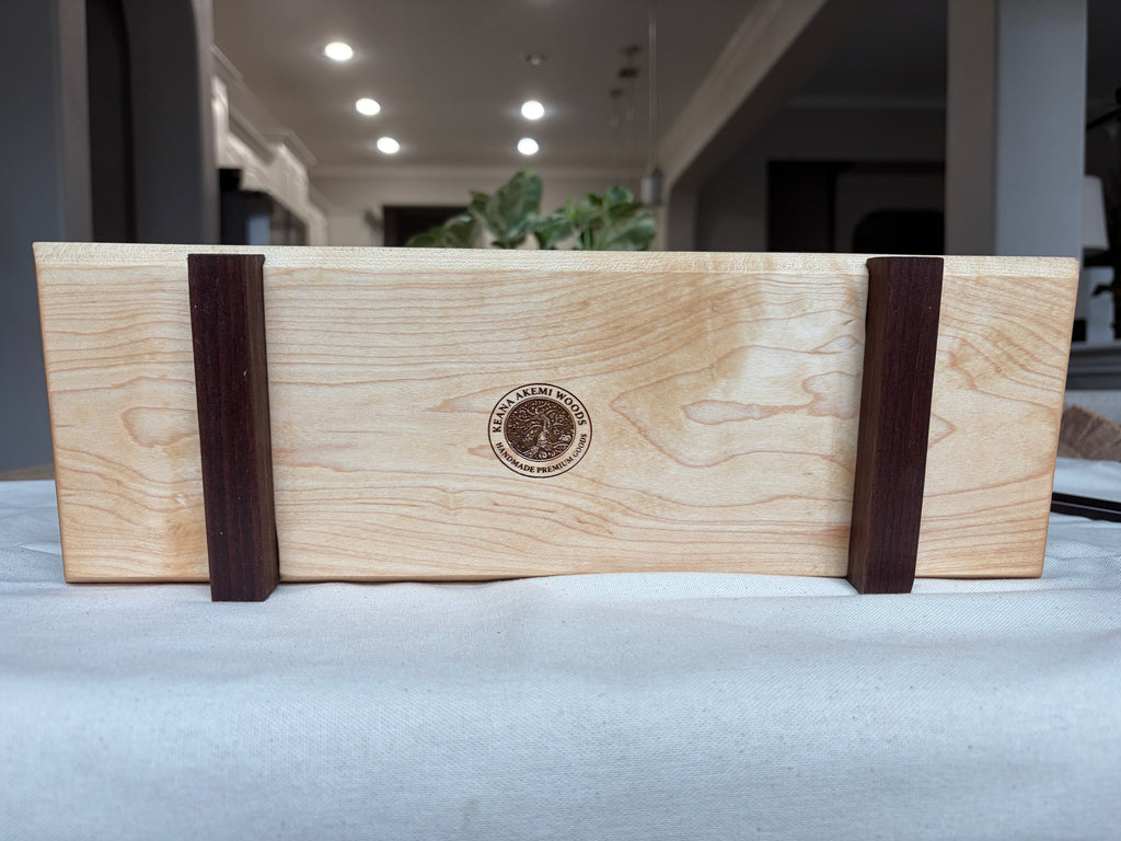 Solid Maple Sushi Board with Walnut Chopsticks