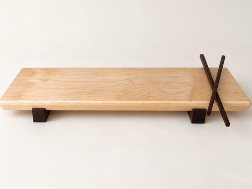Solid Maple Sushi Board with Walnut Chopsticks