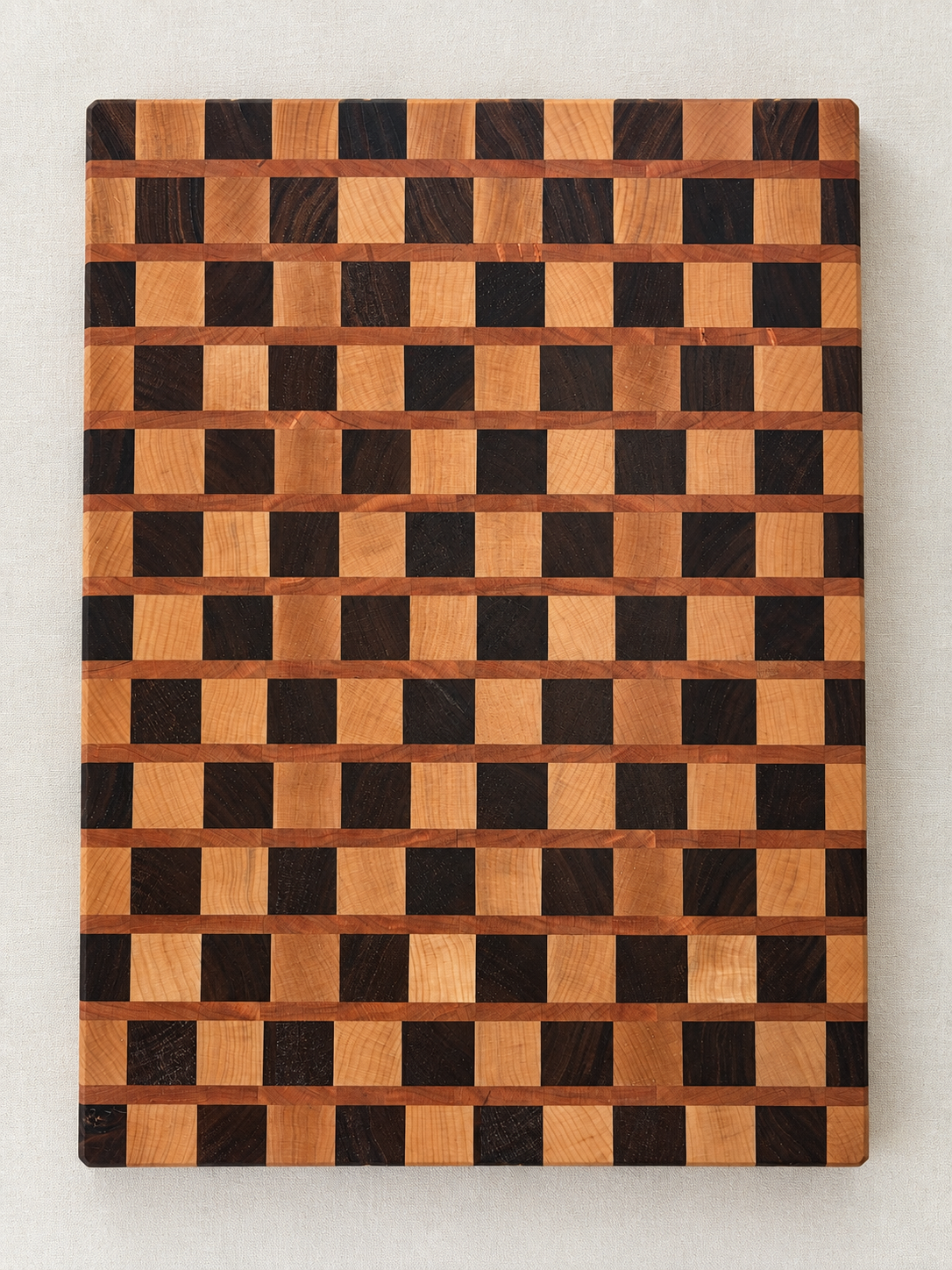 Striped Checkerboard End-Grain Cutting Board