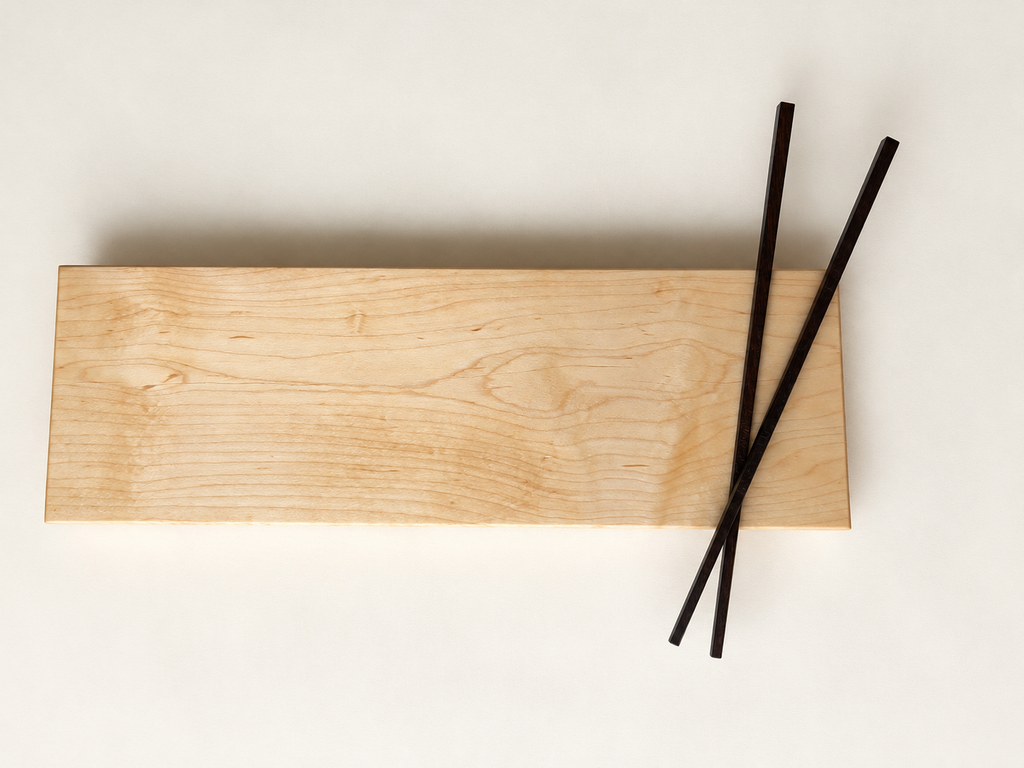 Solid Maple Sushi Board with Walnut Chopsticks